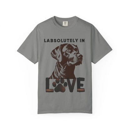 Dog Lover's T-Shirt - "LABSOLUTELY IN LOVE" Unisex Garment-Dyed Tee, Pet Gift, Dog Mom Shirt, Casual Wear, Animal Lover Apparel