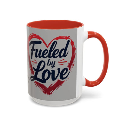Fueled by Love Coffee Mug - Perfect for Gifts, Romantic Mug, Wedding Gift, Anniversary, Coffee Lovers, Heart Design