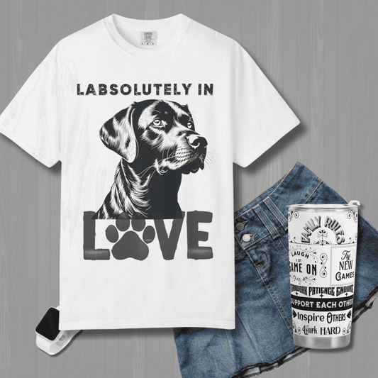 Black Lab T-shirt - Labsolutely In Love Comfort Tee - Iron Phoenix GHG