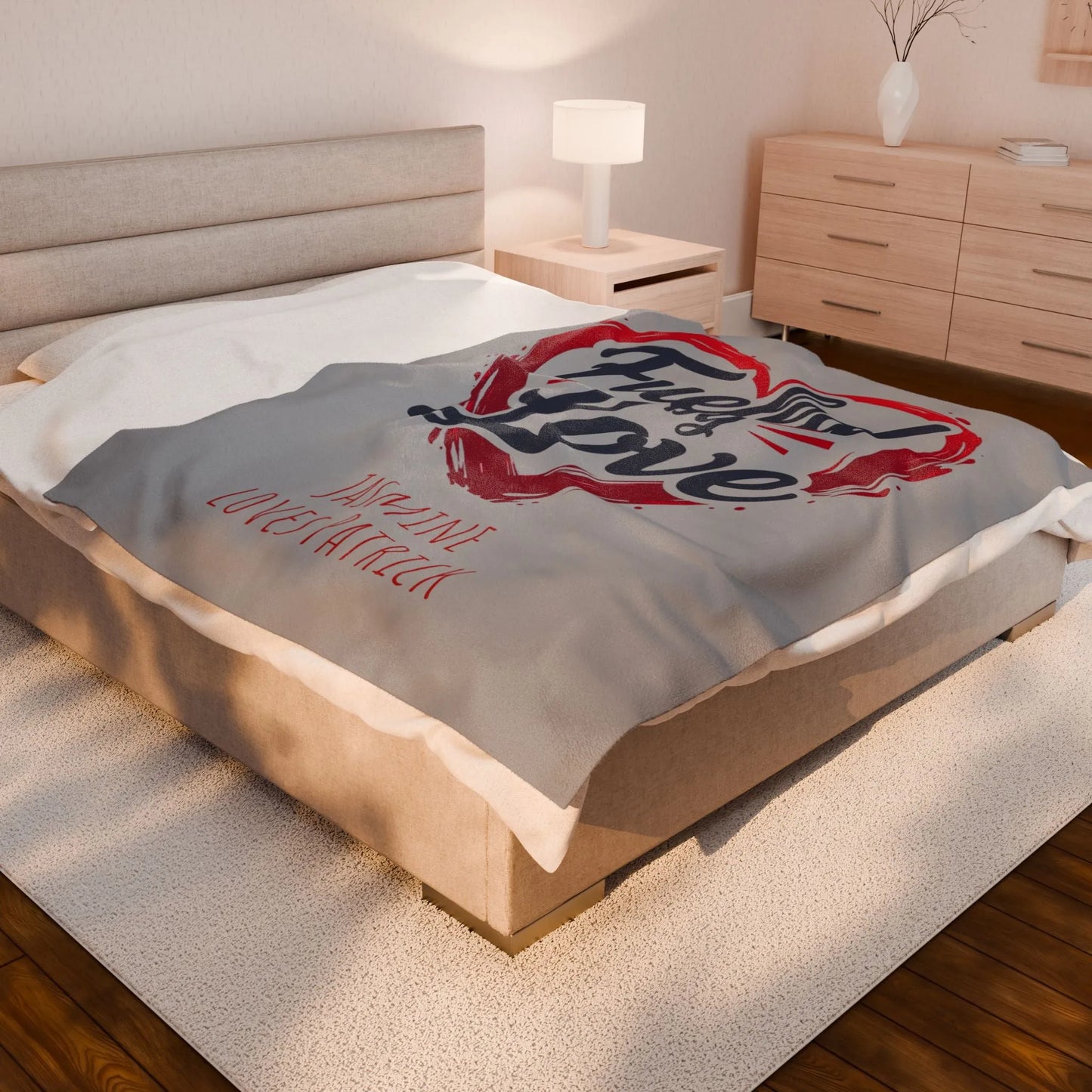 Personalized Velveteen Plush Blanket - 'Fueled by Love' | Gift for Couples, Anniversary Decor, Cozy Home, Valentine's Day
