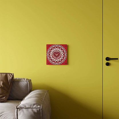 Red Heart Mandala Acrylic Wall Art Panels - Vibrant Home Decor - Iron Phoenix GHG