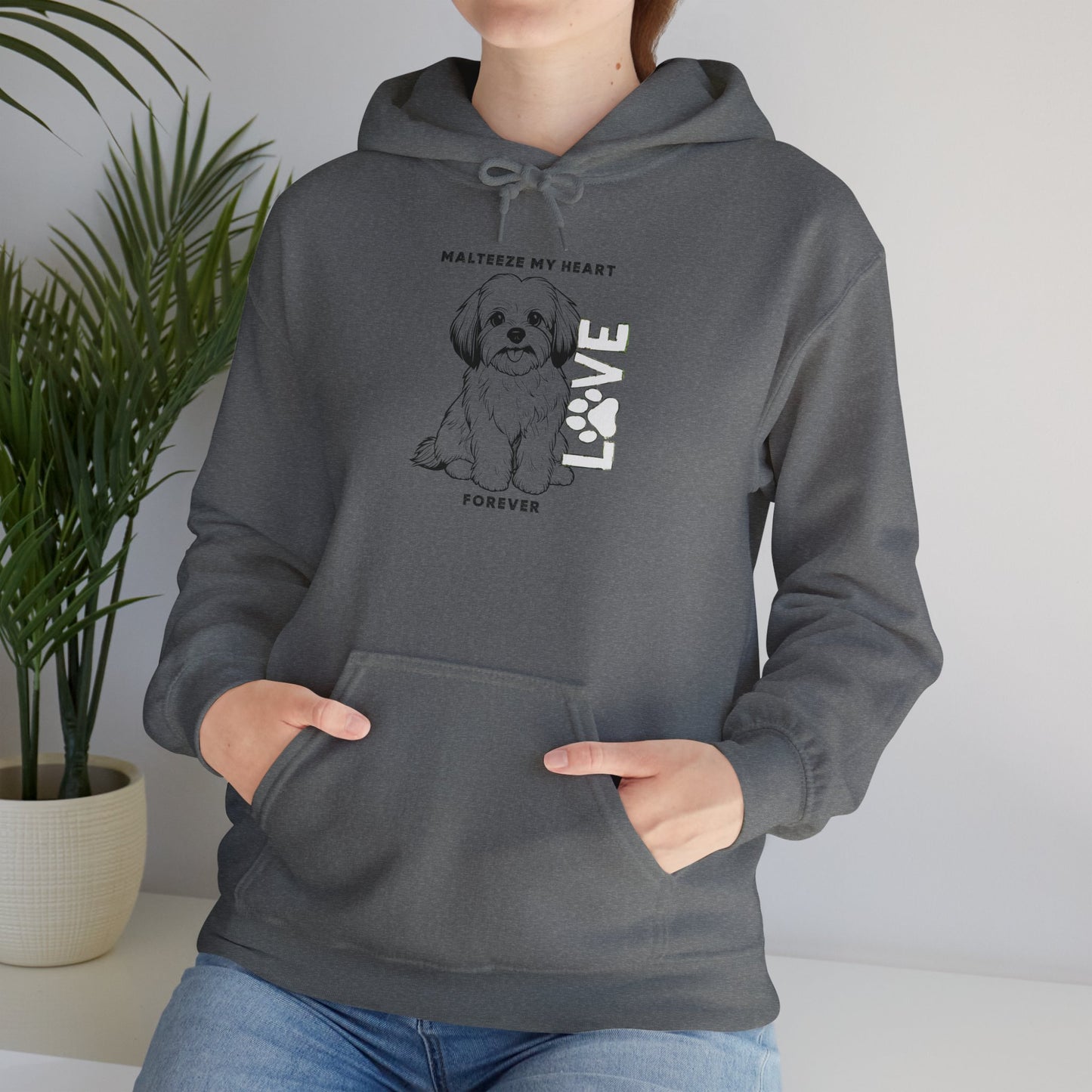Maltese Heart Hoodie, Cozy Pet Lovers Sweatshirt, Dog Mom Gift, Animal Hoodie, Cute Maltese Sweatshirt, Forever Loved Apparel