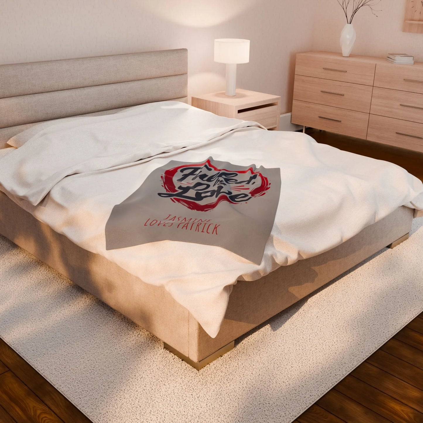 Personalized Velveteen Plush Blanket - 'Fueled by Love' | Gift for Couples, Anniversary Decor, Cozy Home, Valentine's Day