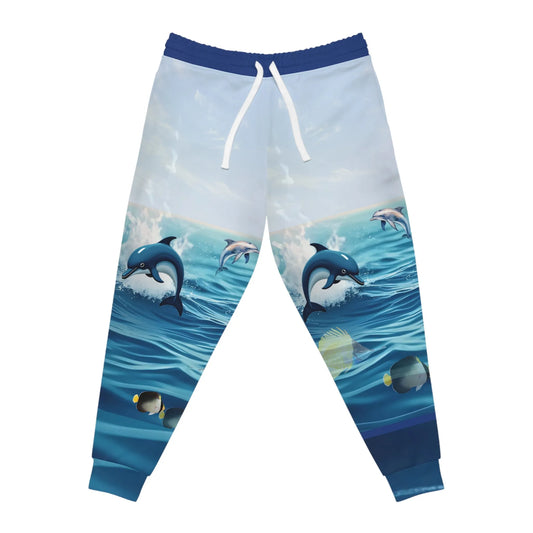 Ocean Waves Dolphin Athletic Joggers - Beachwear, Active Lifestyle, Athleisure, Gift for Her, Summer Vibes