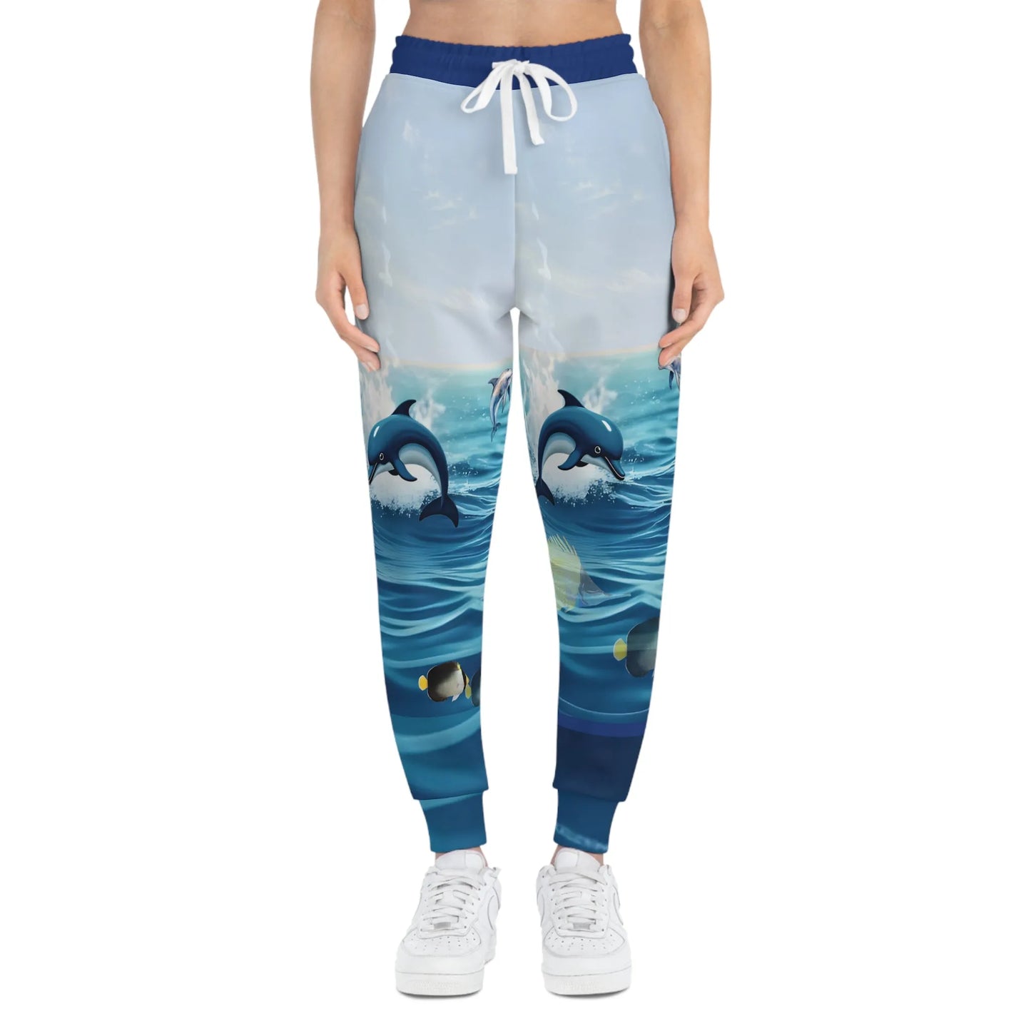 Ocean Waves Dolphin Athletic Joggers - Beachwear, Active Lifestyle, Athleisure, Gift for Her, Summer Vibes