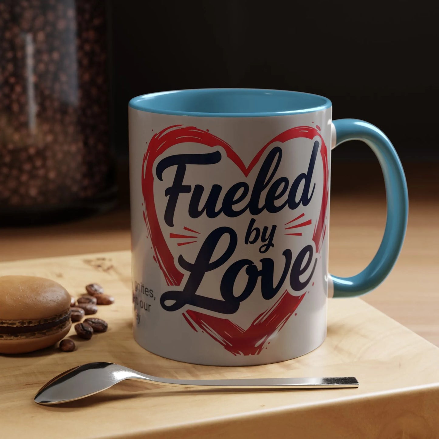 Fueled by Love Coffee Mug - Perfect for Gifts, Romantic Mug, Wedding Gift, Anniversary, Coffee Lovers, Heart Design