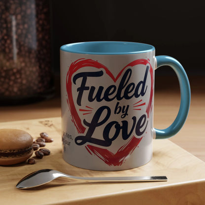 Fueled by Love Coffee Mug - Perfect for Gifts, Romantic Mug, Wedding Gift, Anniversary, Coffee Lovers, Heart Design