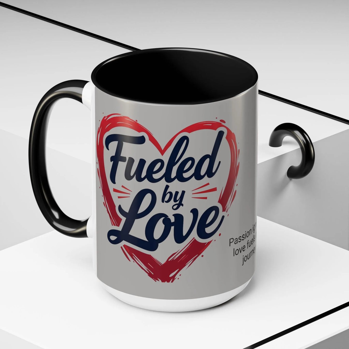 Fueled by Love Coffee Mug - Perfect for Gifts, Romantic Mug, Wedding Gift, Anniversary, Coffee Lovers, Heart Design