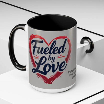 Fueled by Love Coffee Mug - Perfect for Gifts, Romantic Mug, Wedding Gift, Anniversary, Coffee Lovers, Heart Design