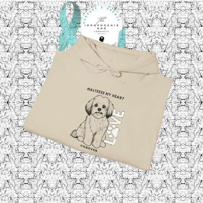 Maltese Heart Hoodie, Cozy Pet Lovers Sweatshirt, Dog Mom Gift, Animal Hoodie, Cute Maltese Sweatshirt, Forever Loved Apparel