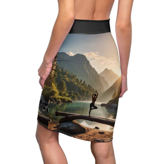 Yoga Pencil Skirt - Serene Lake Scene Design Workout Skirt - Iron Phoenix GHG
