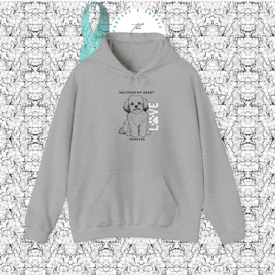 Maltese Heart Hoodie, Cozy Pet Lovers Sweatshirt, Dog Mom Gift, Animal Hoodie, Cute Maltese Sweatshirt, Forever Loved Apparel