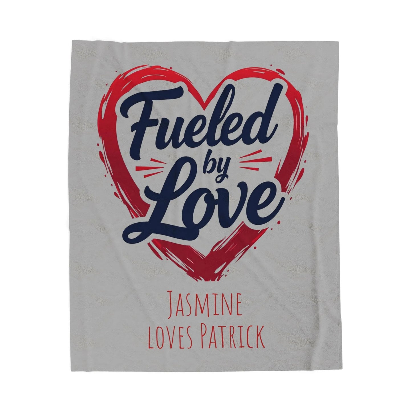 Personalized Velveteen Plush Blanket - 'Fueled by Love' | Gift for Couples, Anniversary Decor, Cozy Home, Valentine's Day