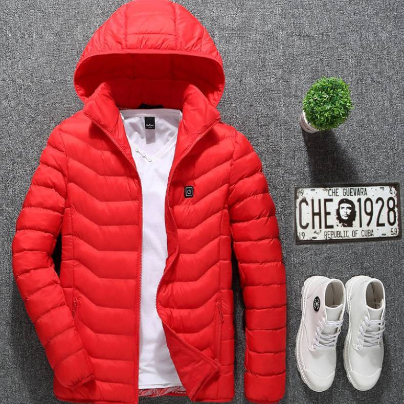 Heated USB Jacket for Outdoors | Red, Black
