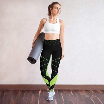 Alive Green Black Yoga Leggings - Stylish Workout Pants for Women - Iron Phoenix GHG