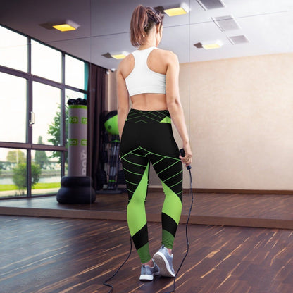 Alive Green Black Yoga Leggings - Stylish Workout Pants for Women - Iron Phoenix GHG