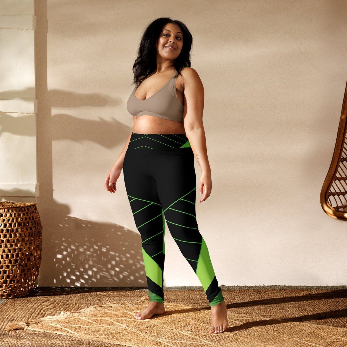 Alive Green Black Yoga Leggings - Stylish Workout Pants for Women - Iron Phoenix GHG