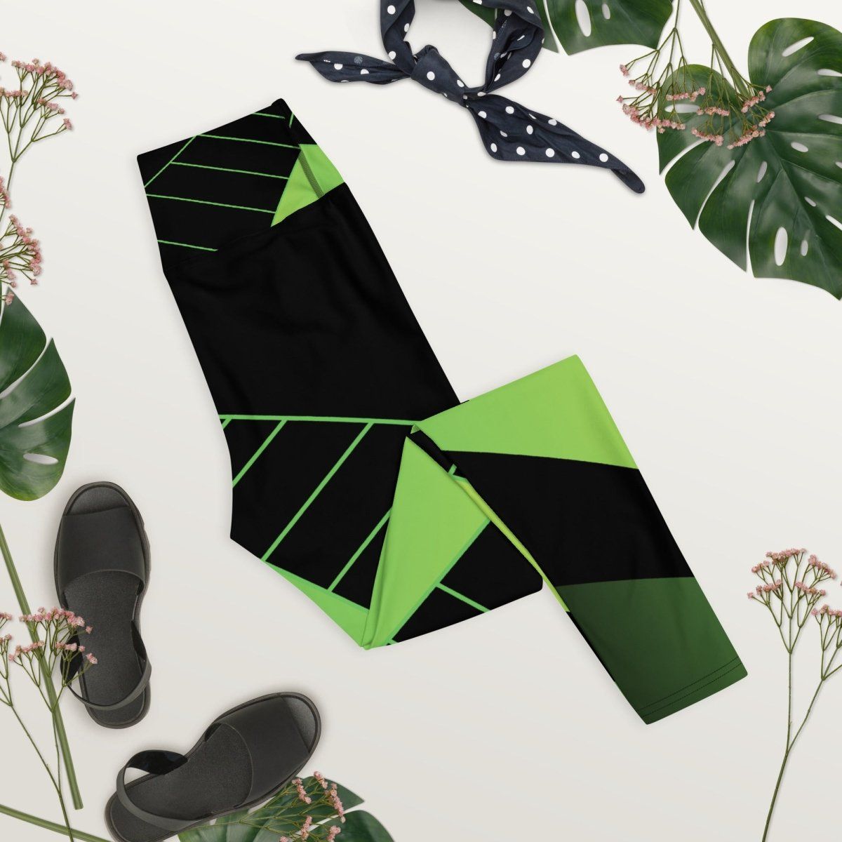 Alive Green Black Yoga Leggings - Stylish Workout Pants for Women - Iron Phoenix GHG