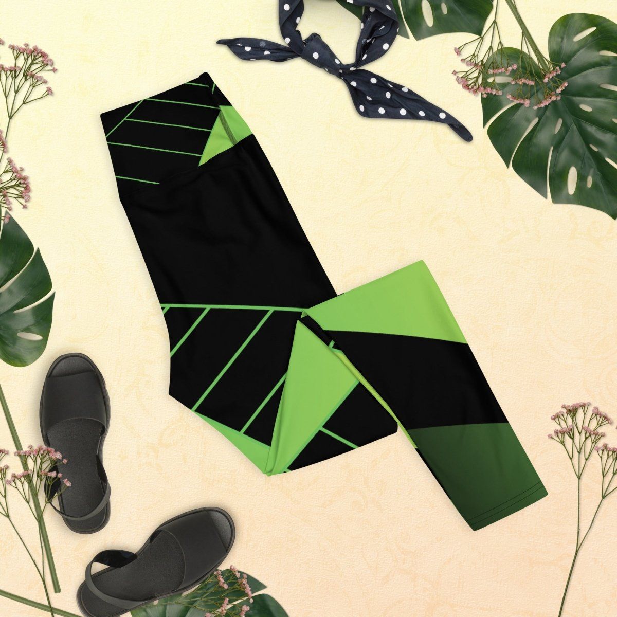 Alive Green Black Yoga Leggings - Stylish Workout Pants for Women - Iron Phoenix GHG