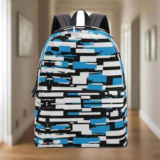 Azure Mosaic Collection Blue Backpack | White Block Print - Iron Phoenix GHG