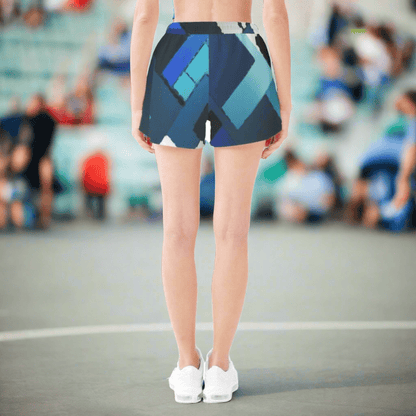 Azure Mosaic Women's Blue Block Beach Shorts - Iron Phoenix GHG
