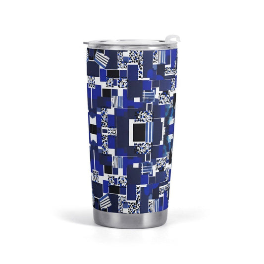 Blue Blocks All-Over Print Car Cup - Unique and Modern Design - Iron Phoenix GHG