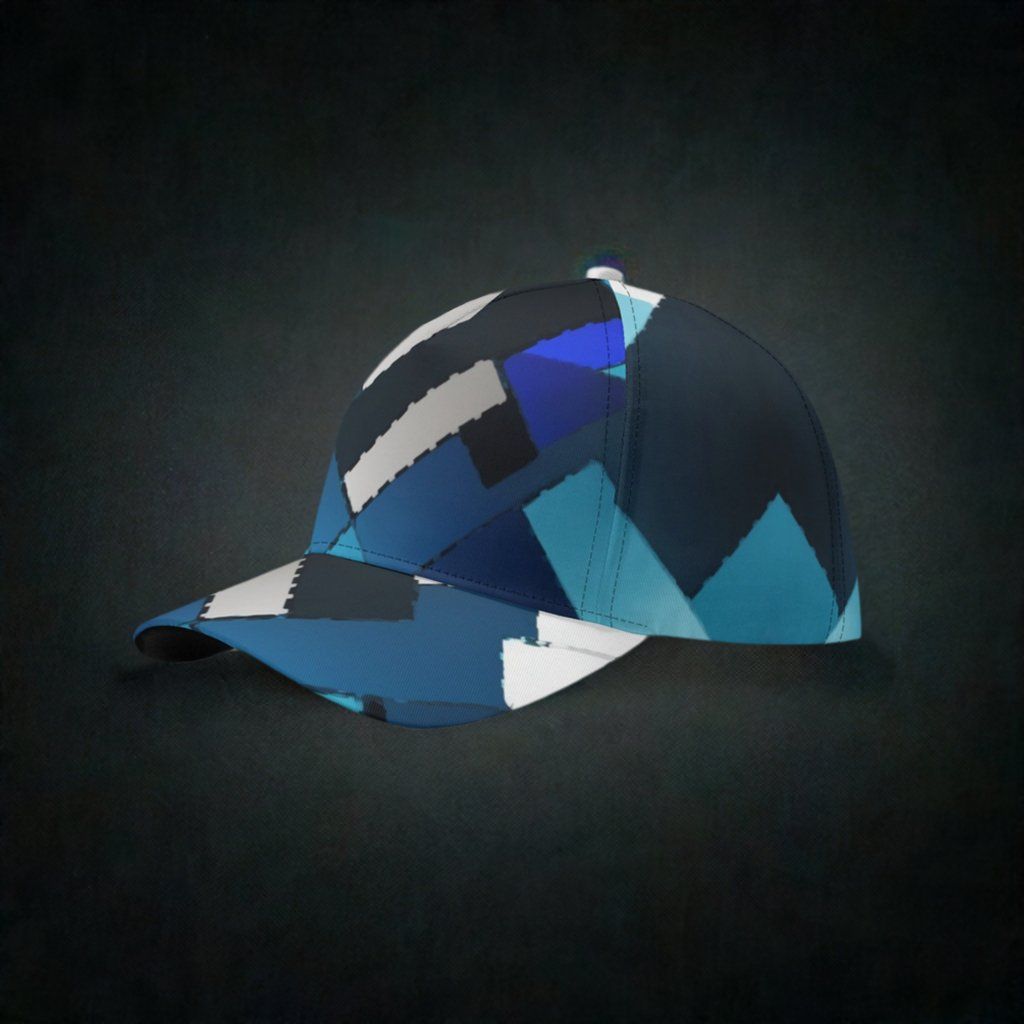 Blue Print Baseball Cap: Azure Mosaic Collection - Iron Phoenix GHG