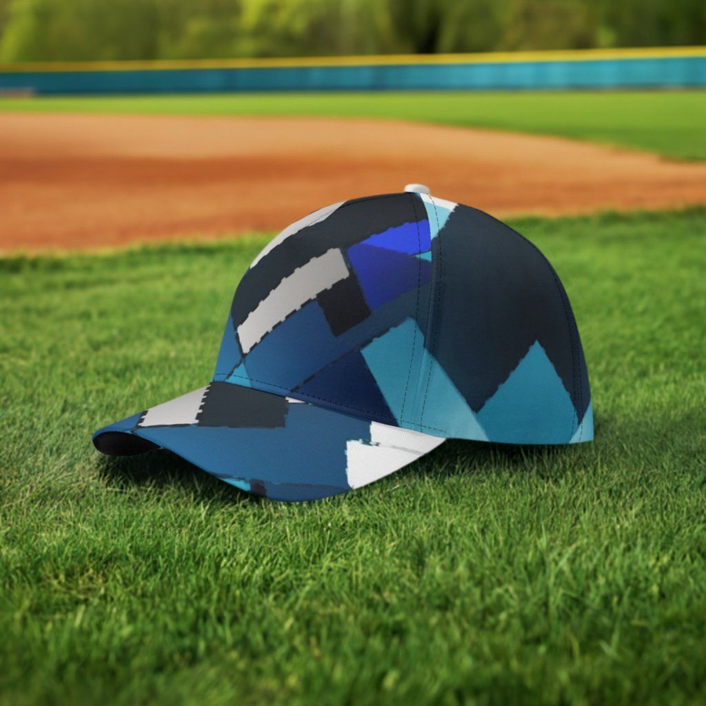 Blue Print Baseball Cap: Azure Mosaic Collection - Iron Phoenix GHG
