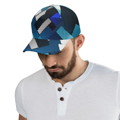 Blue Print Baseball Cap: Azure Mosaic Collection - Iron Phoenix GHG