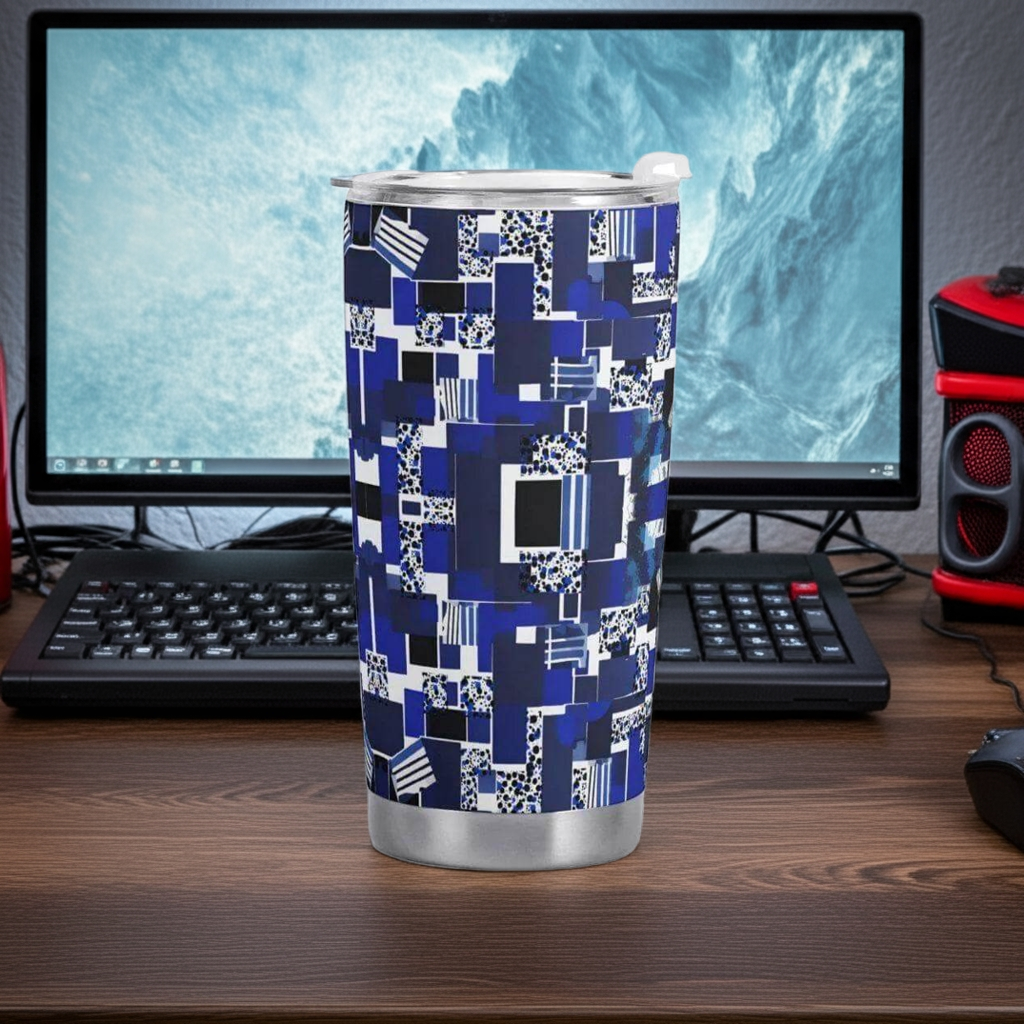 "Blue Matrix" Abstract Tumbler Custom | Iron Phoenix GHG