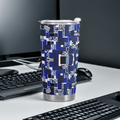 "Blue Matrix" Abstract Tumbler Custom | Iron Phoenix GHG - Image 3