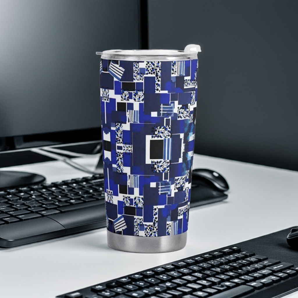 "Blue Matrix" Abstract Tumbler Custom | Iron Phoenix GHG