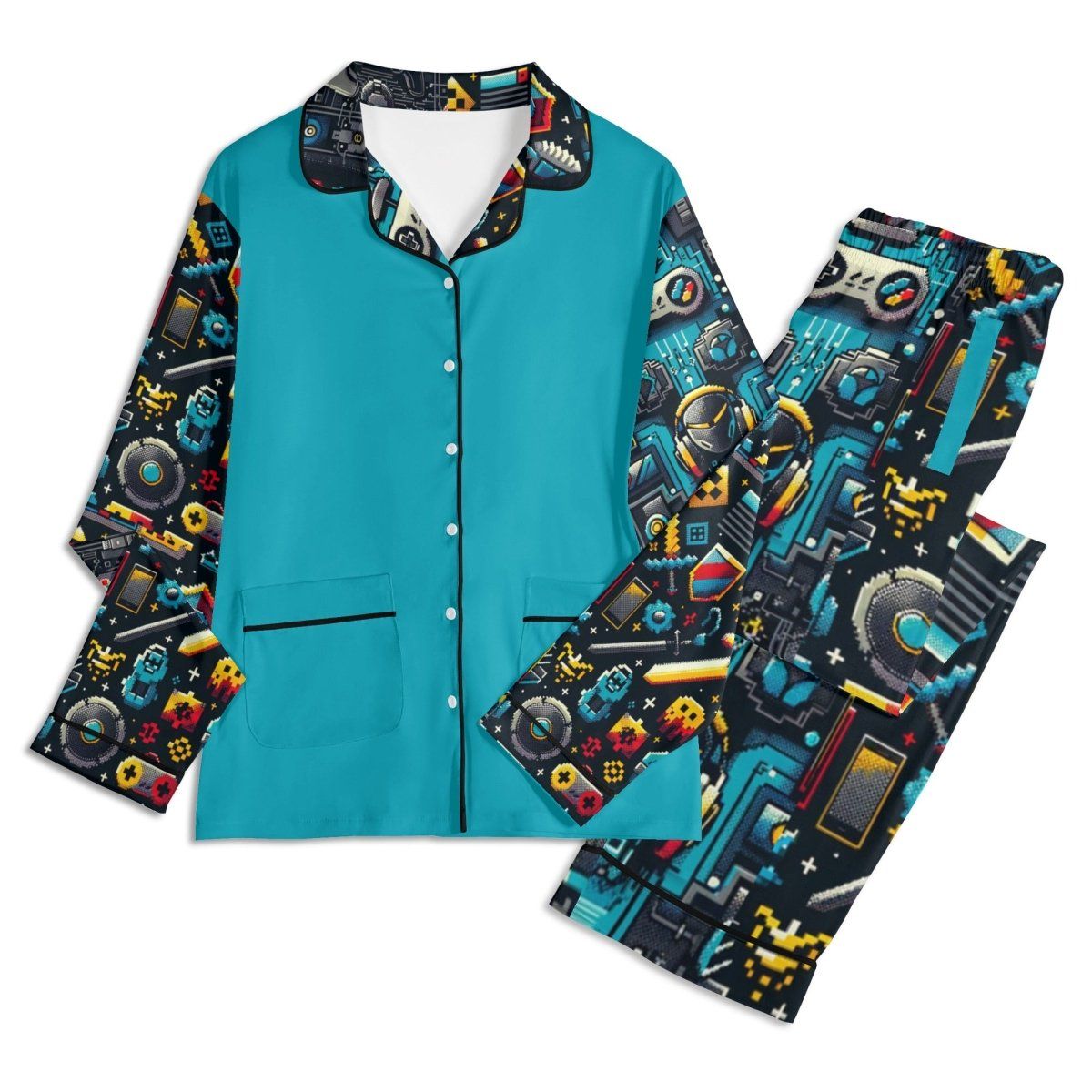 Cozy teal Gamer Tag PJs - Iron Phoenix GHG