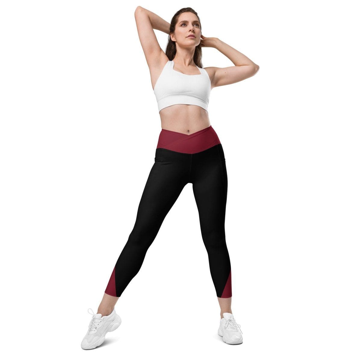 Maroon and Black Crossover Leggings - Iron Phoenix GHG