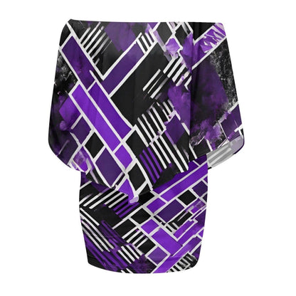 Purple & Black Off-The-Shoulder Wrap Dress - Iron Phoenix GHG