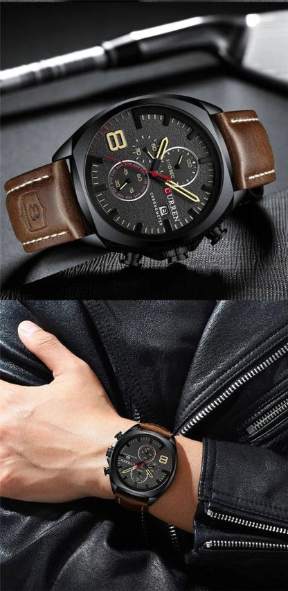 Elegant Men's Leather Sport Watch - Iron Phoenix GHG