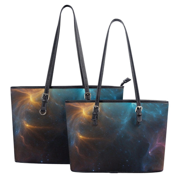 Fashion black with blue and yellow accent Celestial inspired Tote Bags - Iron Phoenix GHG