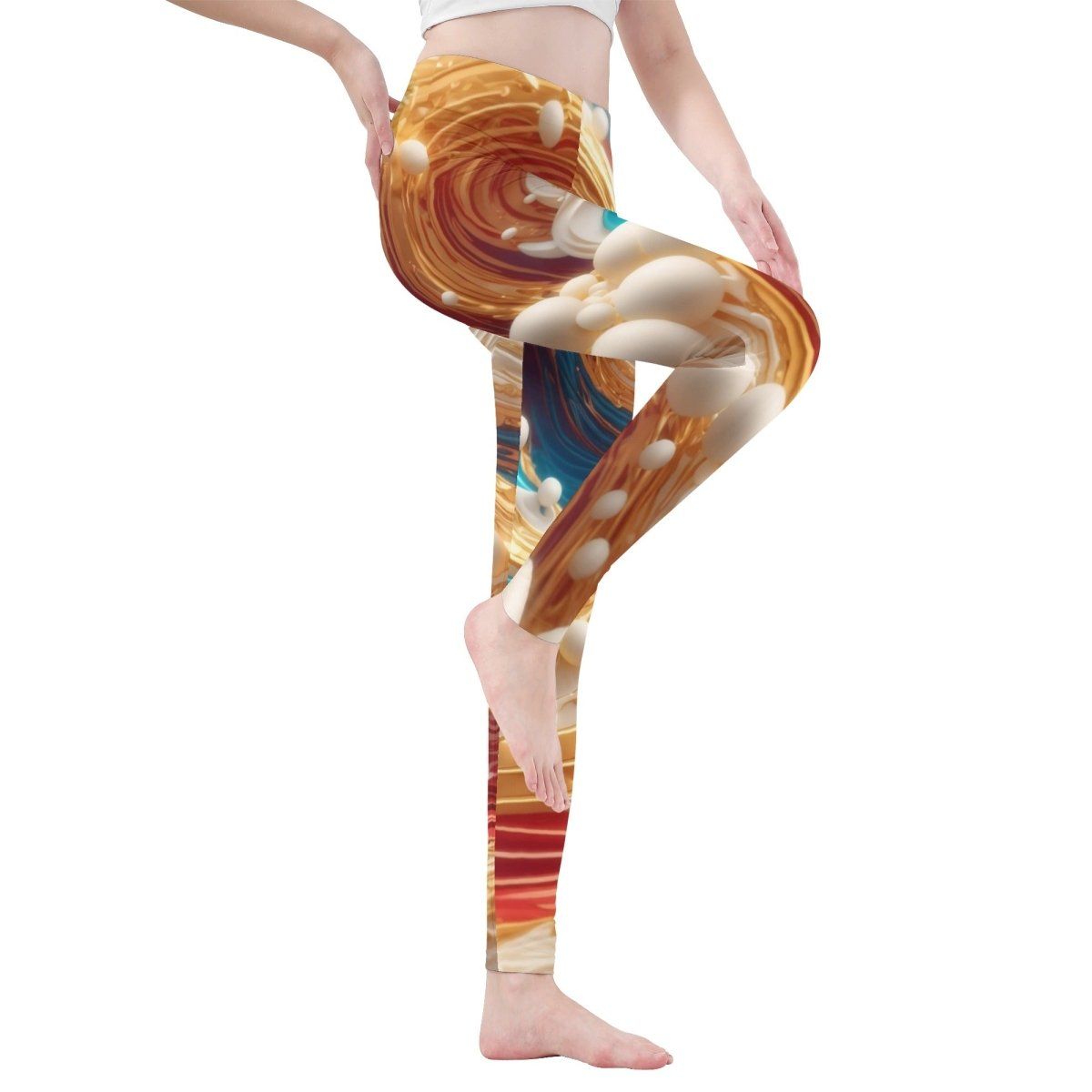 Flowy beige Elements Women's Soft Yoga Leggings - Iron Phoenix GHG