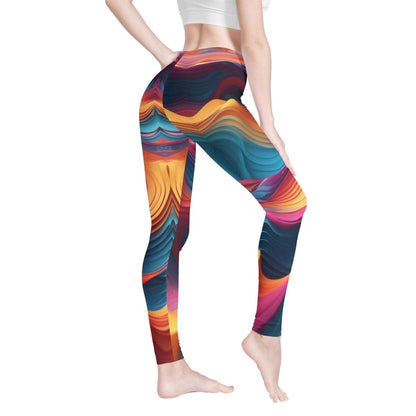 Flowy Nebula Hues Womens Yoga Leggings - Iron Phoenix GHG