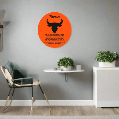 Orange Taurus Astrological Wood Sign - Iron Phoenix GHG