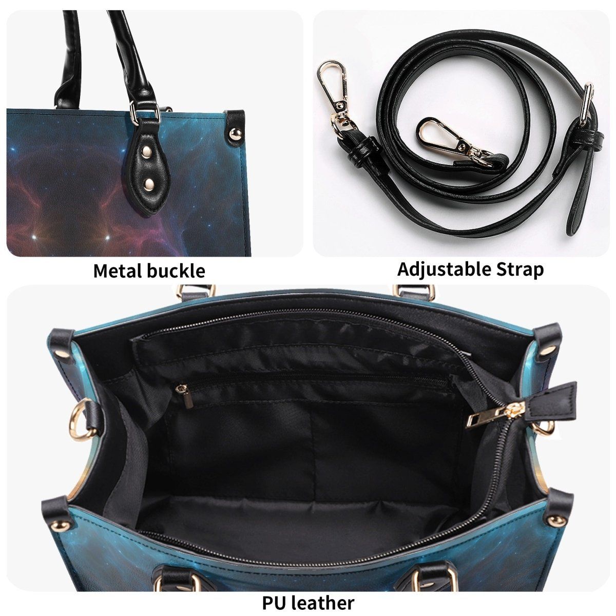 Celestial Print Leather Handbag - Iron Phoenix GHG