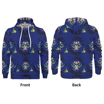 Mens Blue Demonrat hoodie Art All Over Print Hoodie - Stylish and Warm - Iron Phoenix GHG
