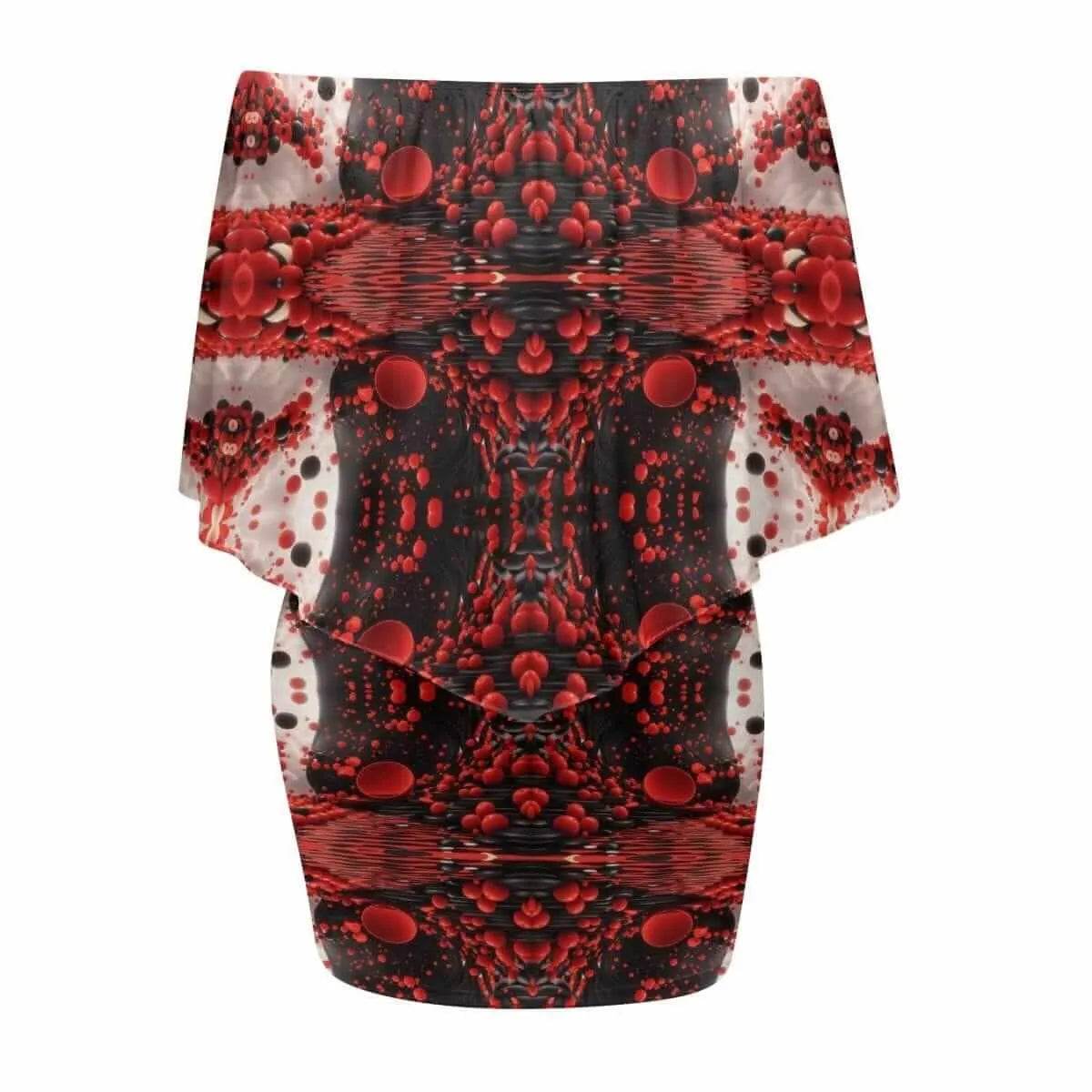 "Crimson Splatter" Off-the-Shoulder Dress| Iron Phoenix GHG