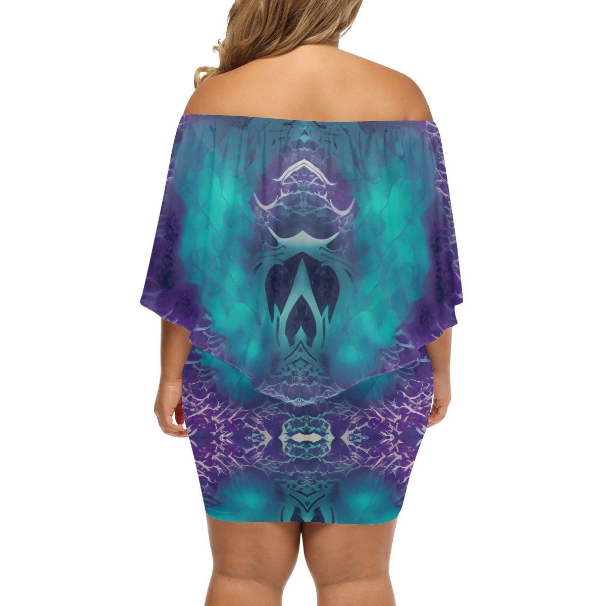 Teal and Purple Off The Shoulder Wrap Dress - Iron Phoenix GHG