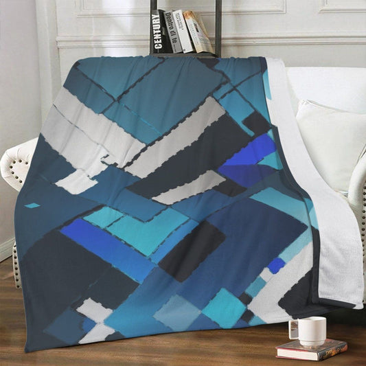 Premium Blue Blocks Polyester Fleece Blanket - Soft and Luxurious - Iron Phoenix GHG