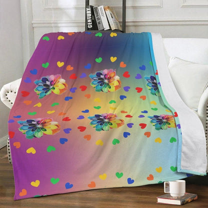 Premium Rainbow Flower Soft Polyester Fleece Blanket - Cozy and Vibrant - Iron Phoenix GHG