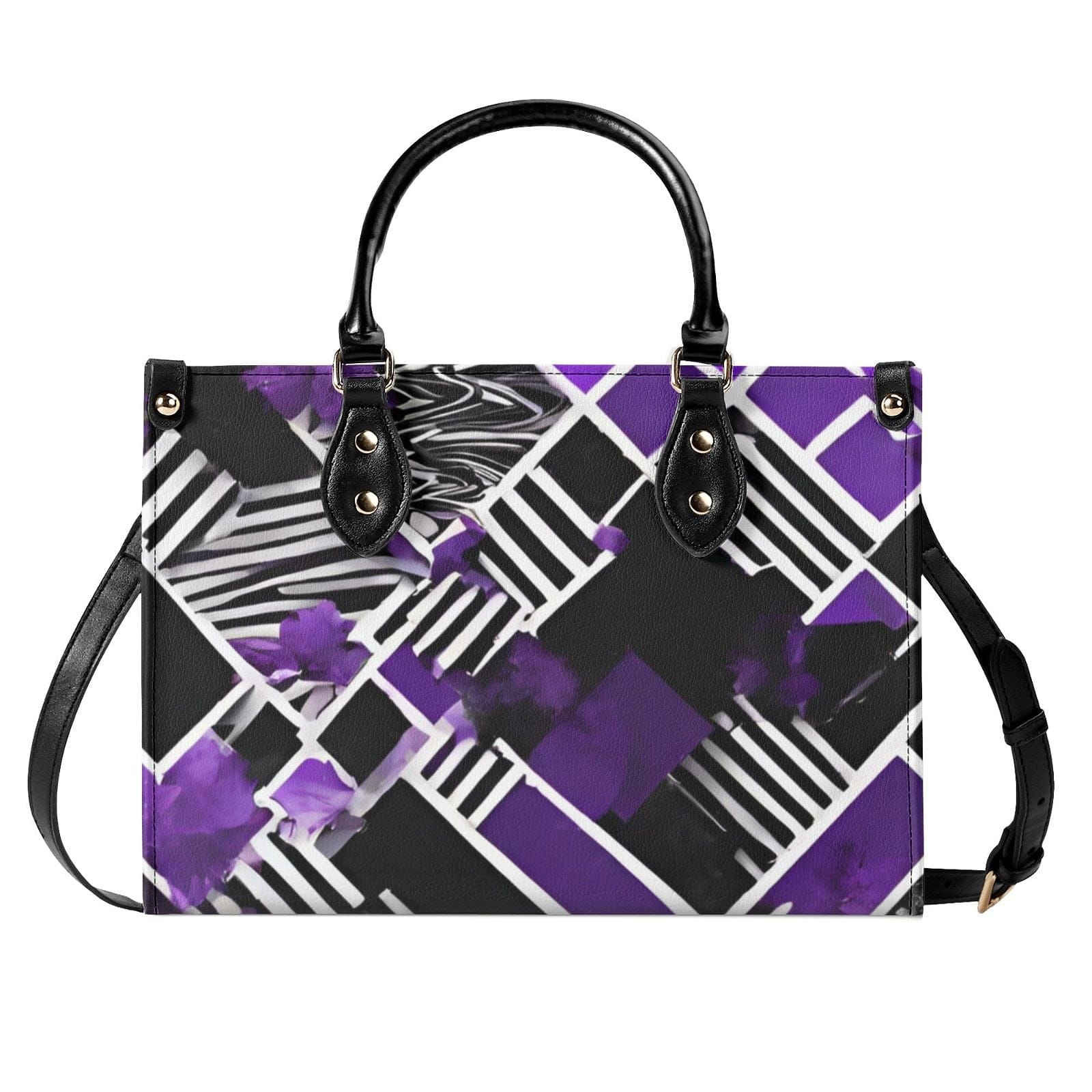 Purple Pixelated Women's Handbag- Stylish and Functional - Iron Phoenix GHG