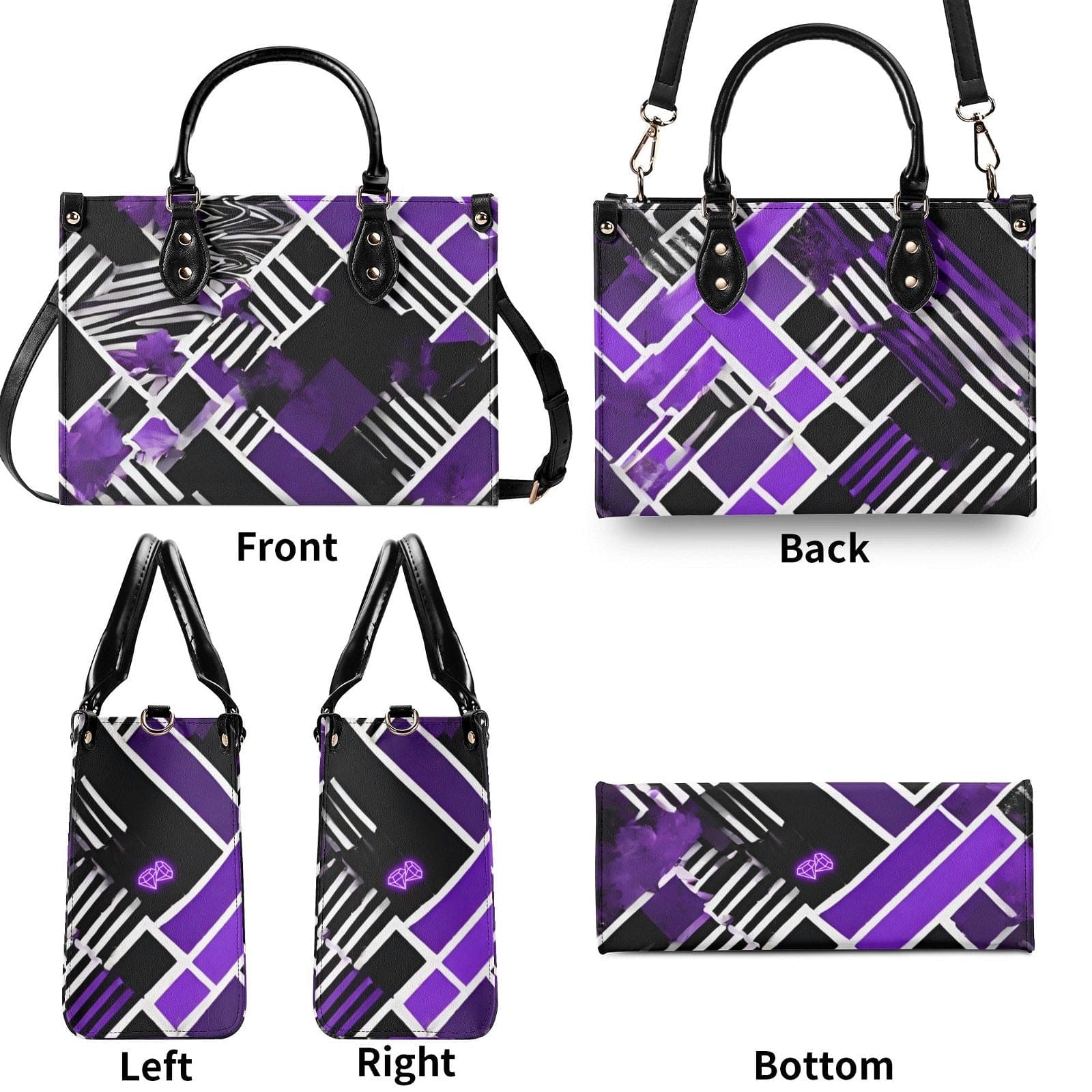 Purple Pixelated Women's Handbag- Stylish and Functional - Iron Phoenix GHG