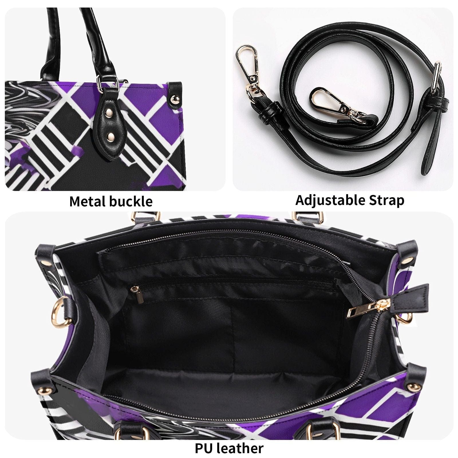 Purple Pixelated Women's Handbag- Stylish and Functional - Iron Phoenix GHG