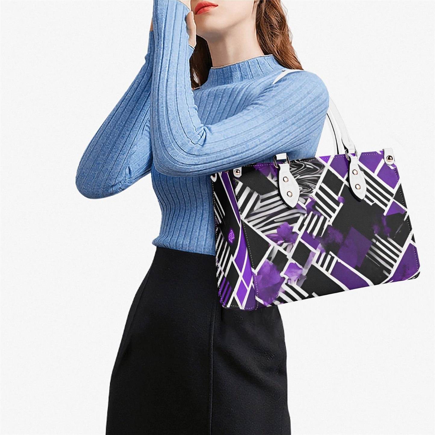 Purple Pixelated Women's Handbag- Stylish and Functional - Iron Phoenix GHG